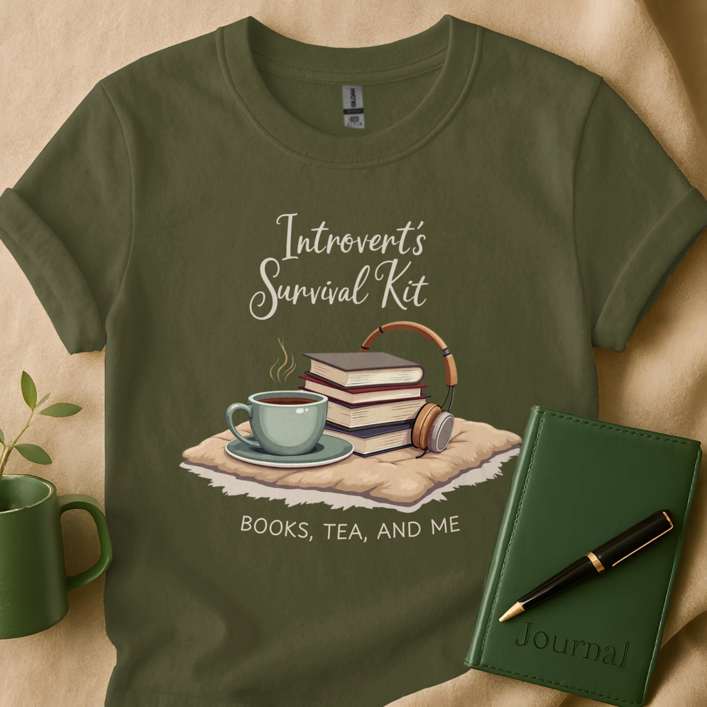 Introvert's Survival Kit Books Tea and Me Shirt product type