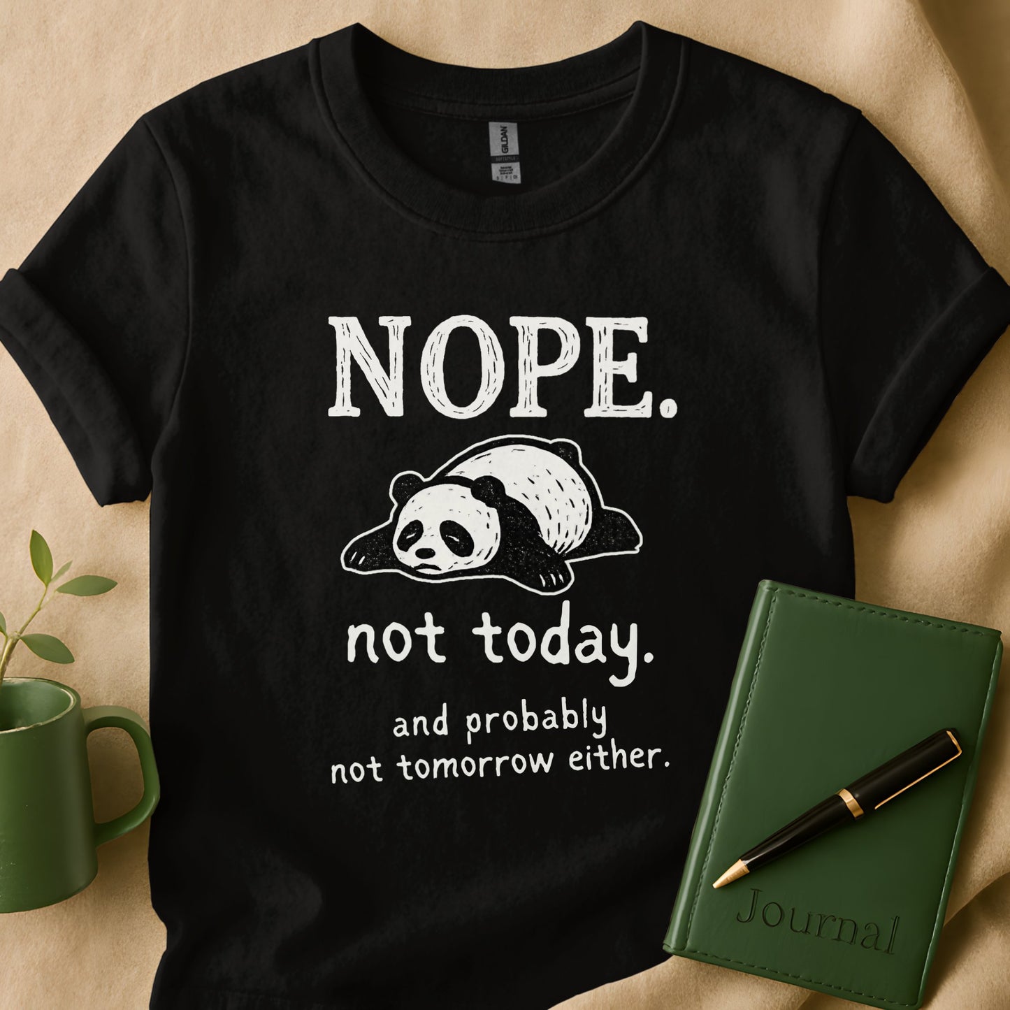 Funny Nope Not Today Lazy Panda Graphic T-Shirt product