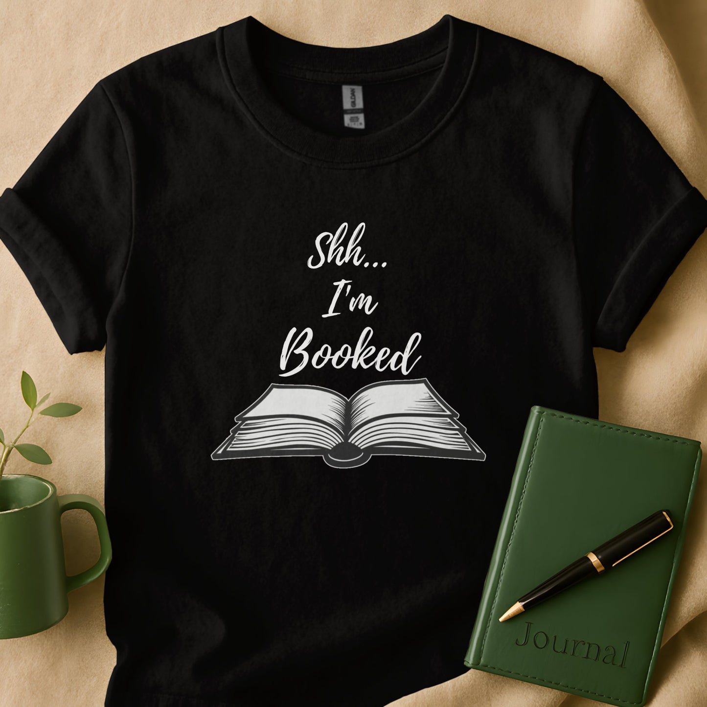 Shh I'm Booked Open Book Design Black Shirt product