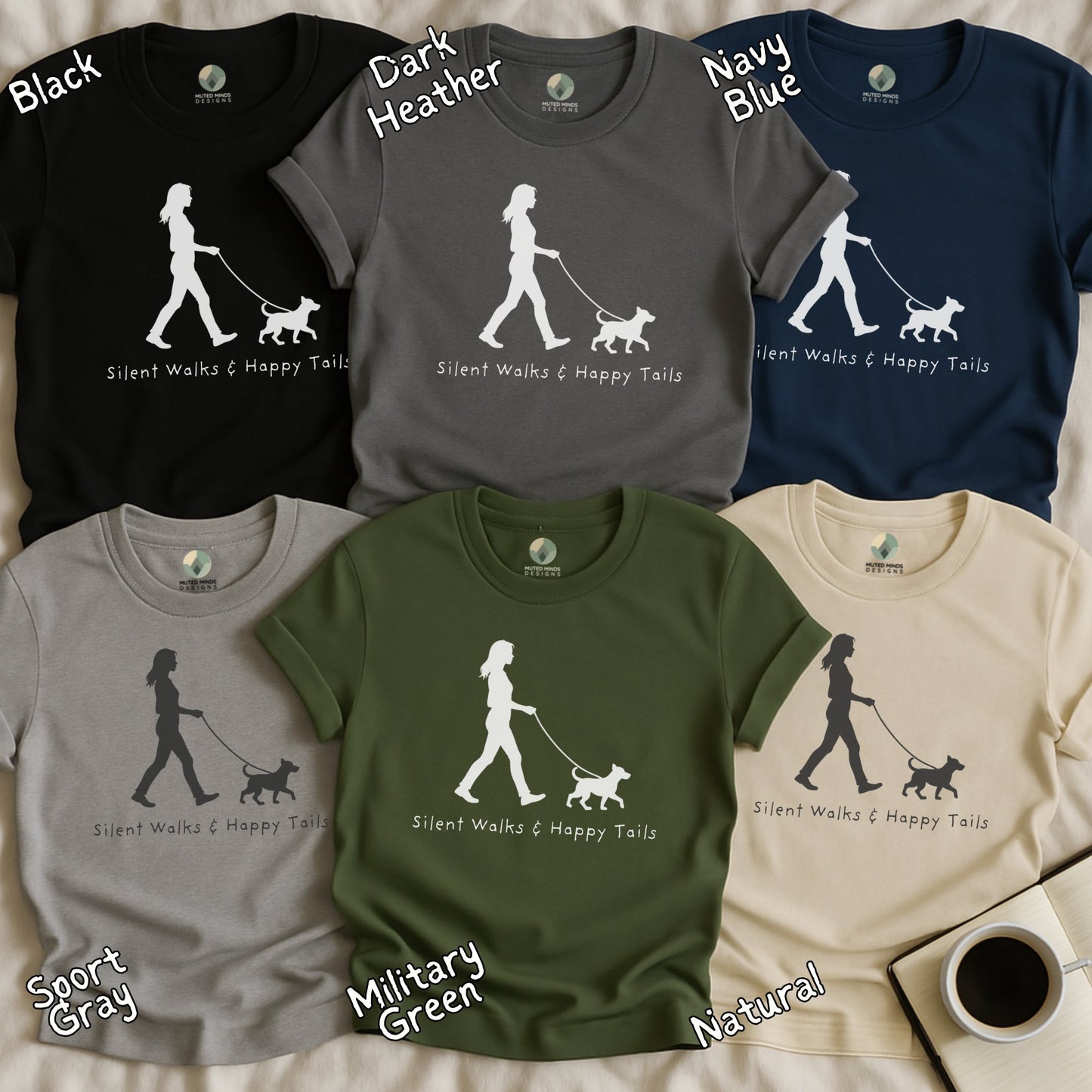 Silent Walks Happy Tails Graphic Tee Shirt product type