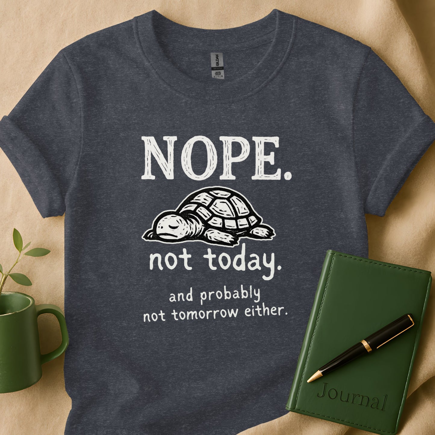 Funny Nope Not Today Turtle Graphic Printed Tee product