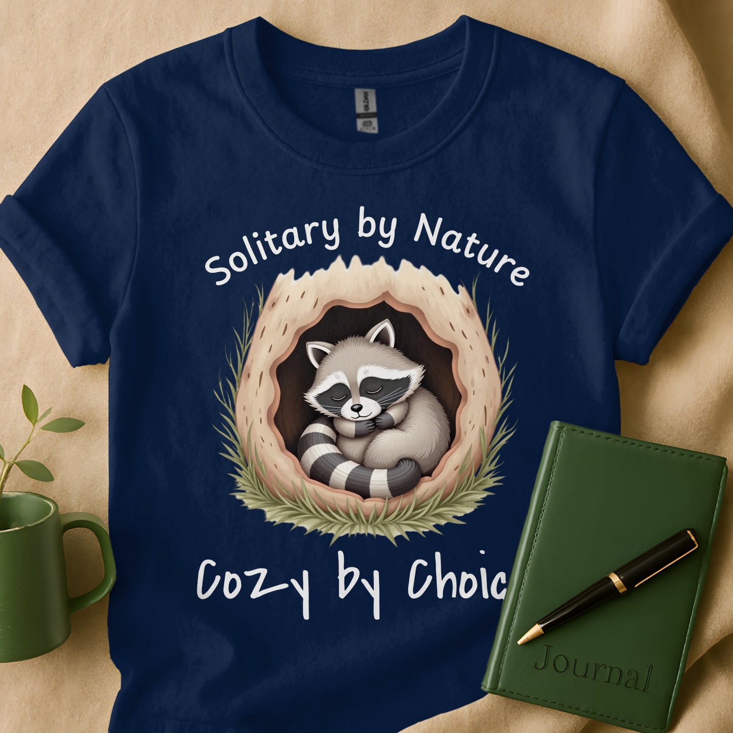 Solitary by Nature Cozy by Choice Racoon Shirt Product