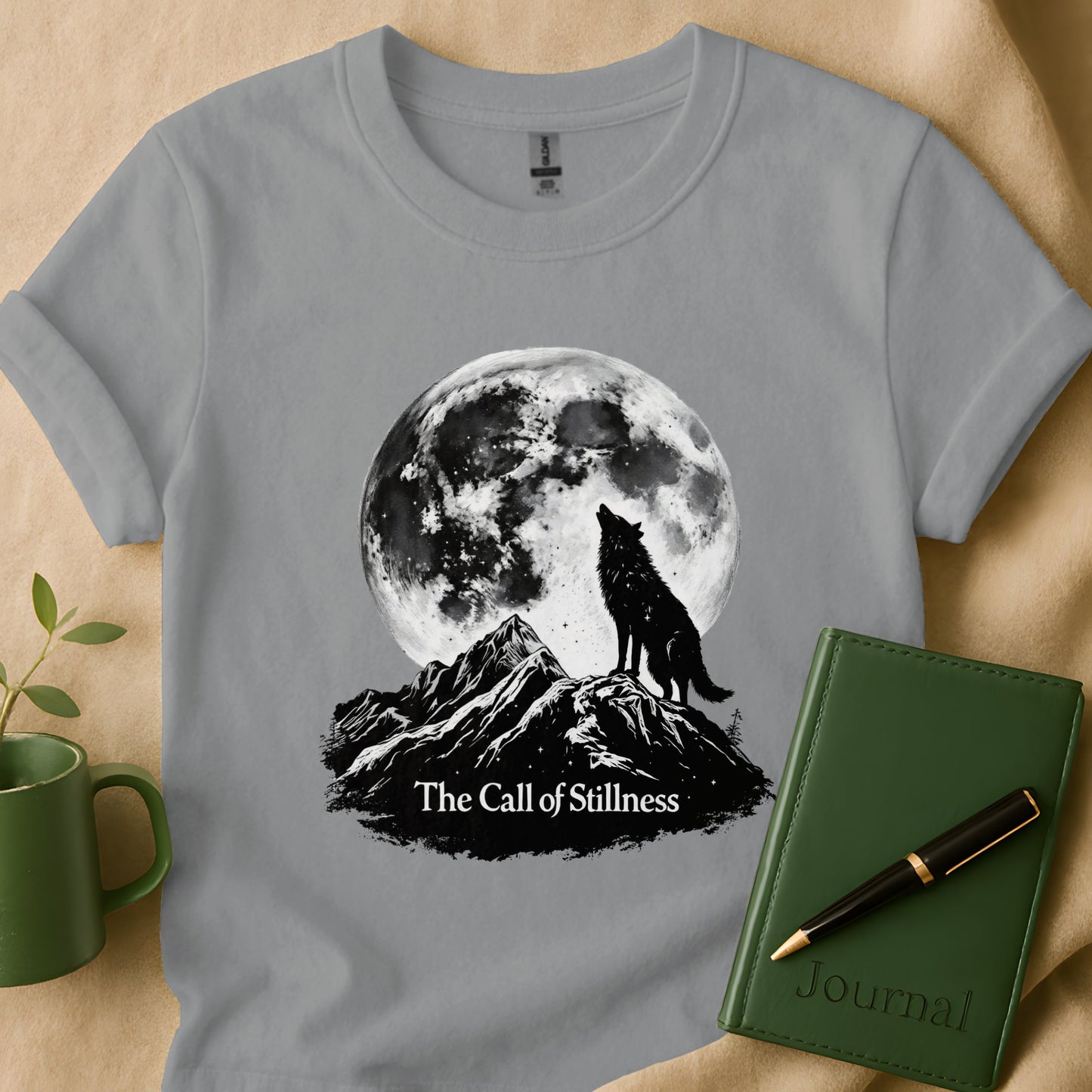 The Call of Stillness Moon and Wolf Graphic Shirt product type