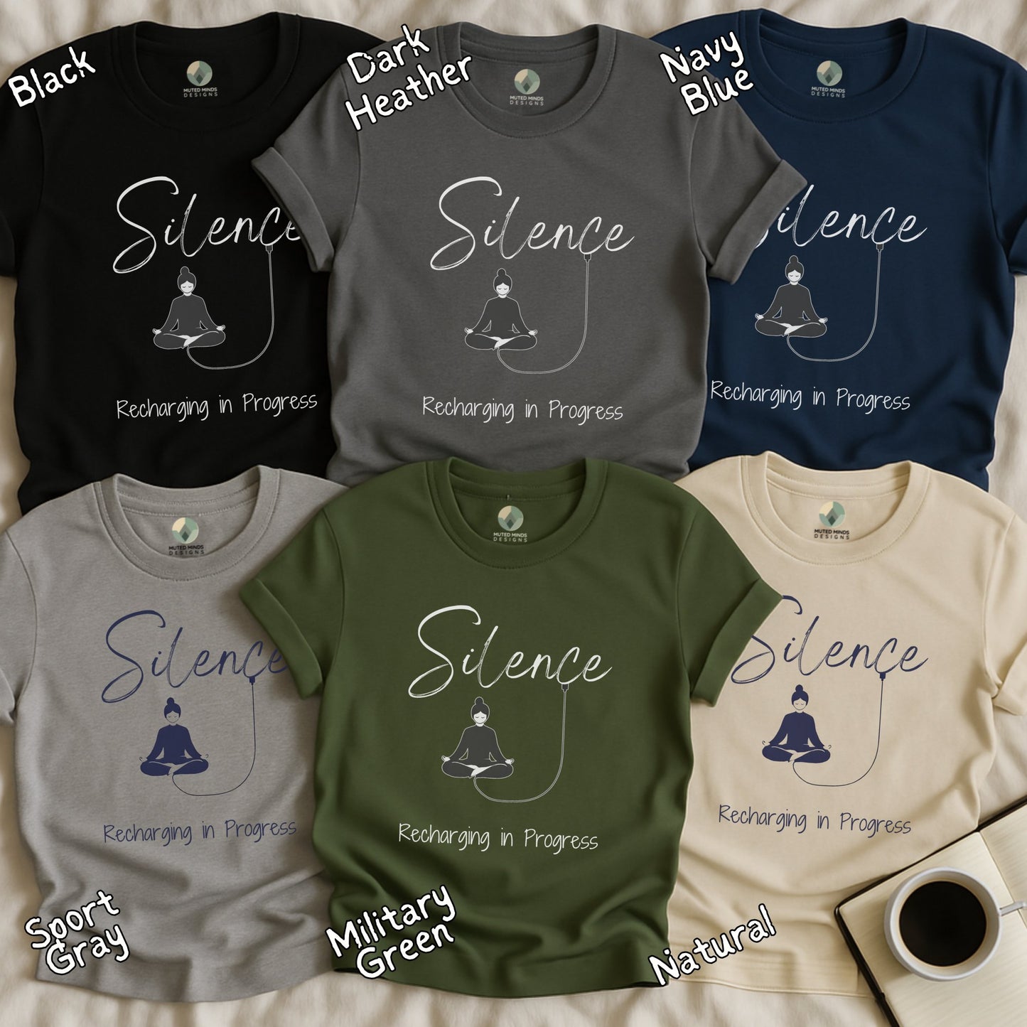 Silence Recharging in Progress Meditation T-shirt product type