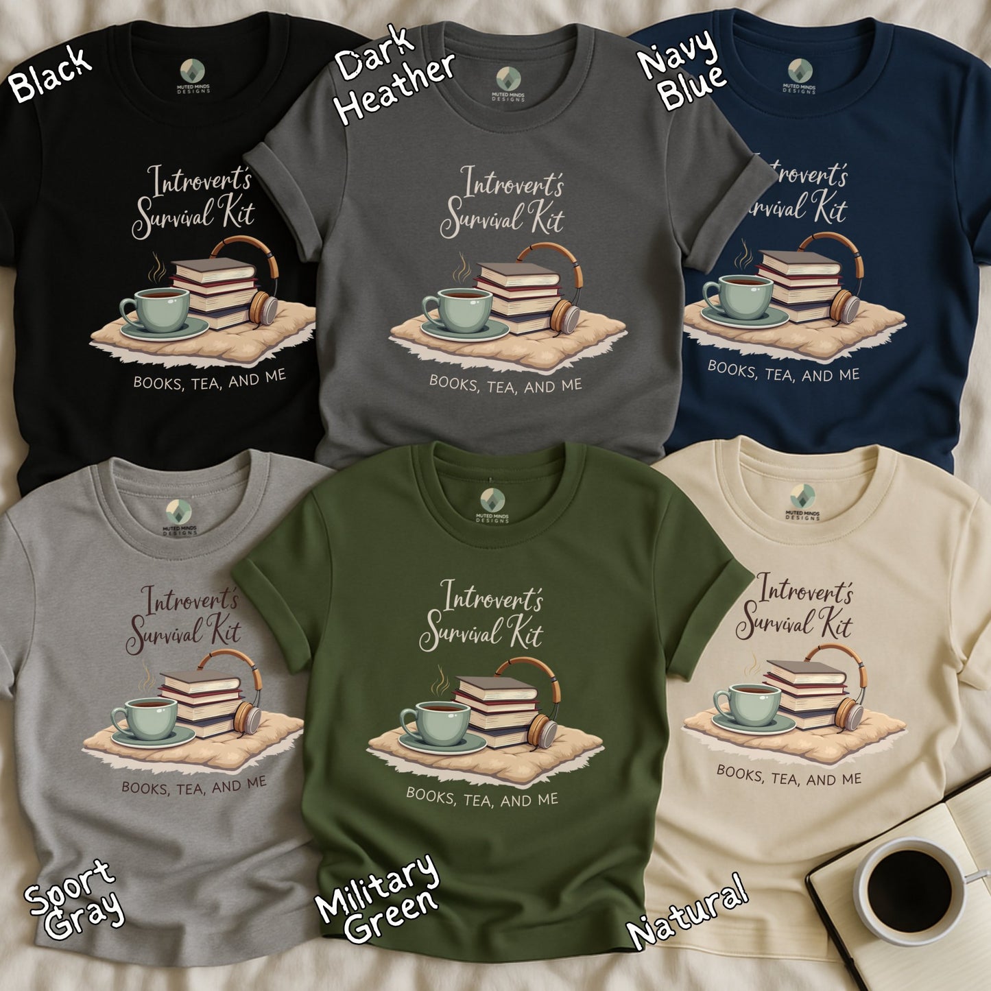 Introverts Survival Kit Books Tea And Me T-Shirt Product