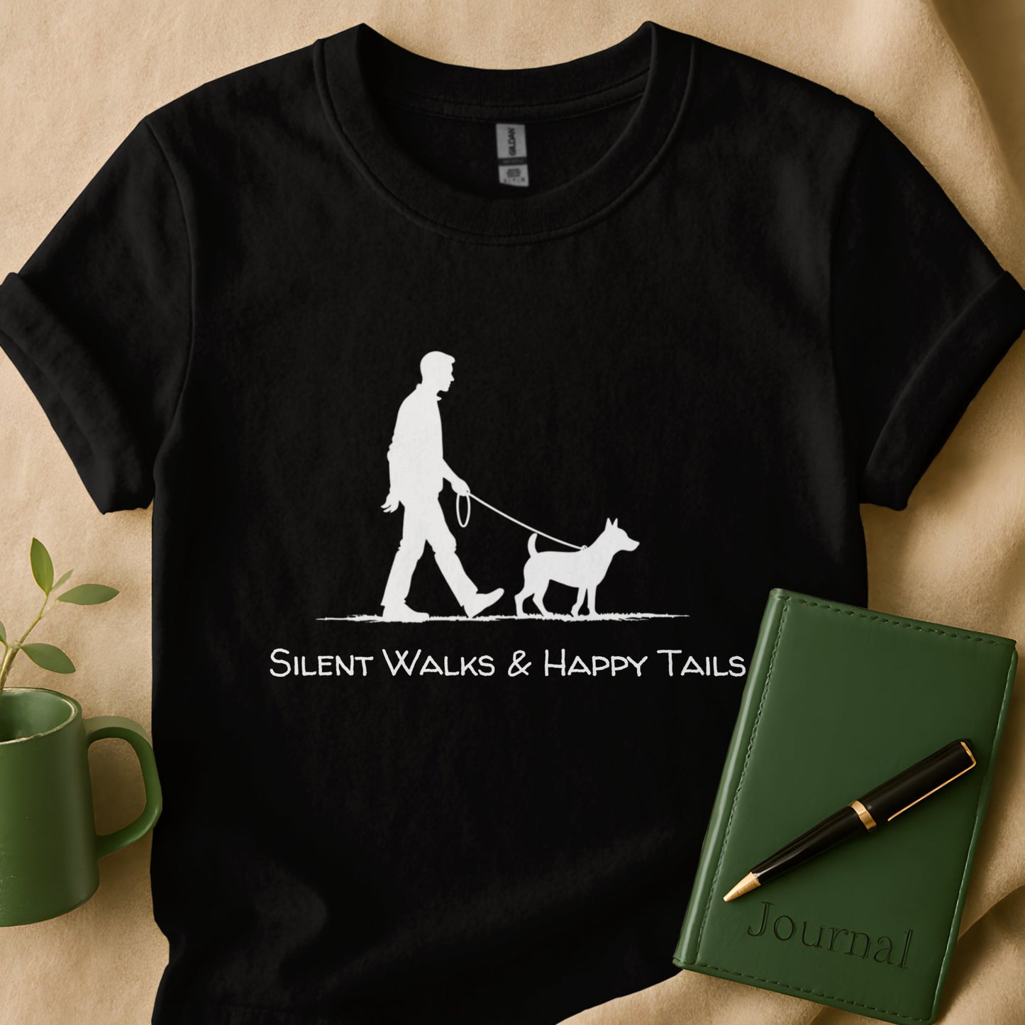 Silent Walks and Happy Tails Design on T-Shirt product type