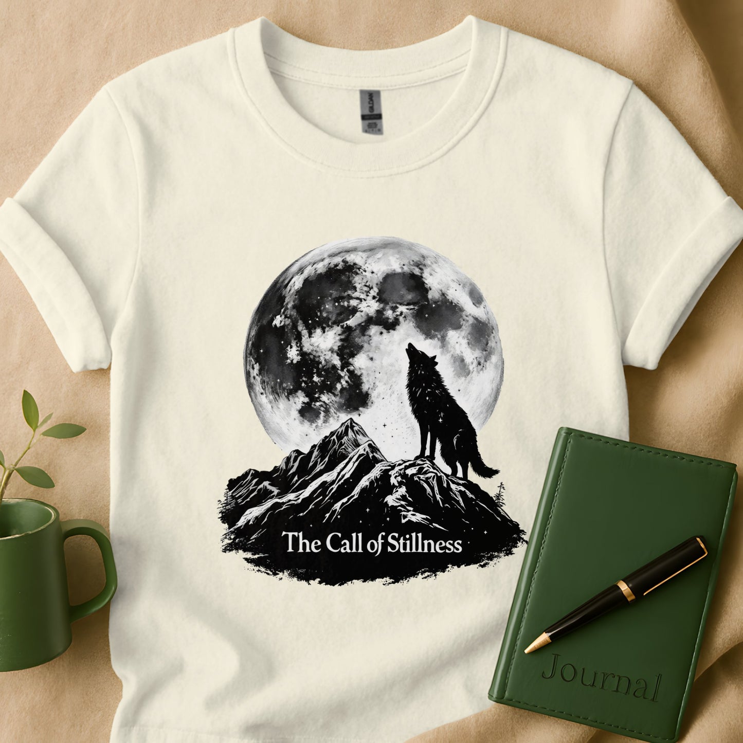 Howling Wolf with Full Moon Graphic Print Shirt product type