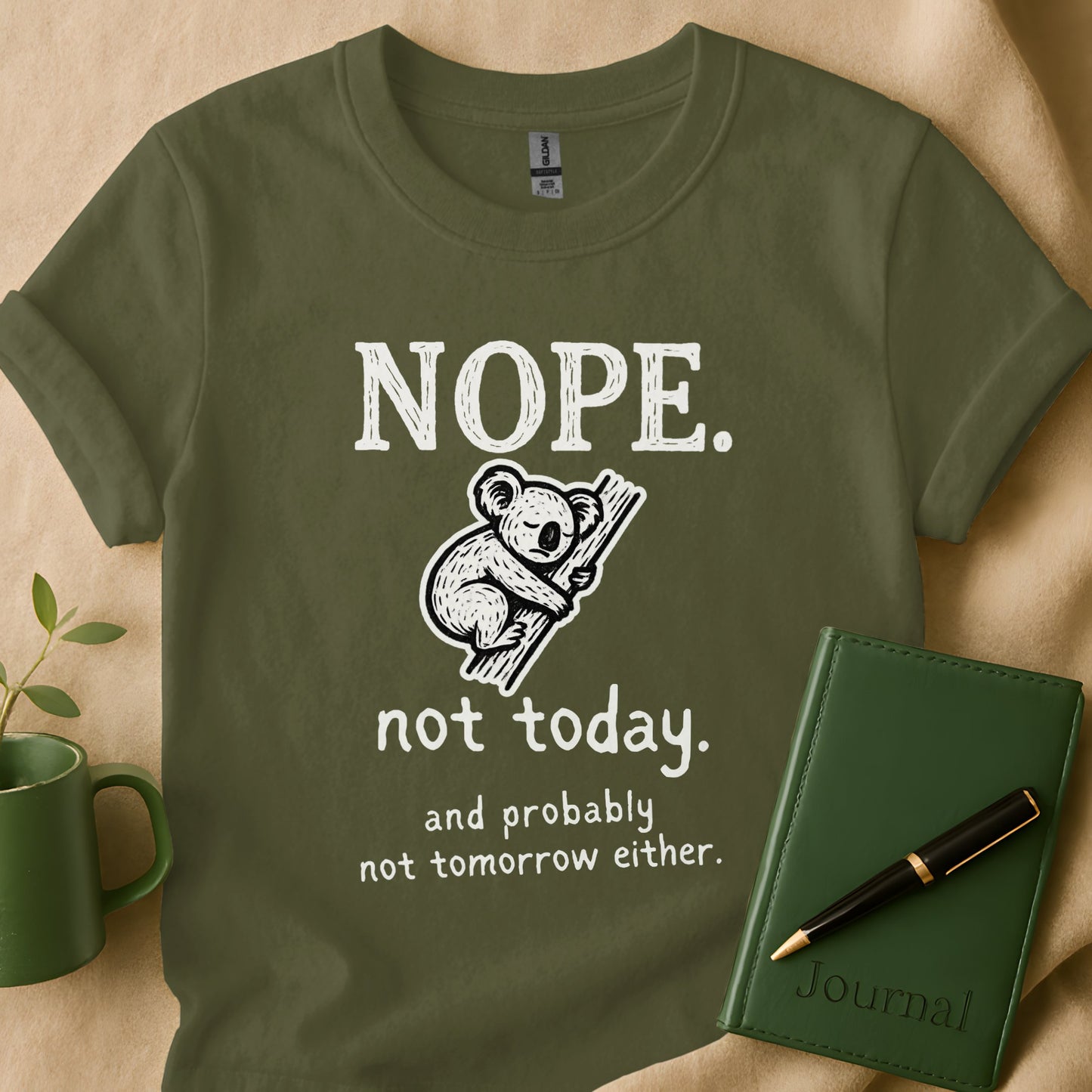 Not Today Funny Koala Nope Graphic Tee Shirt product type