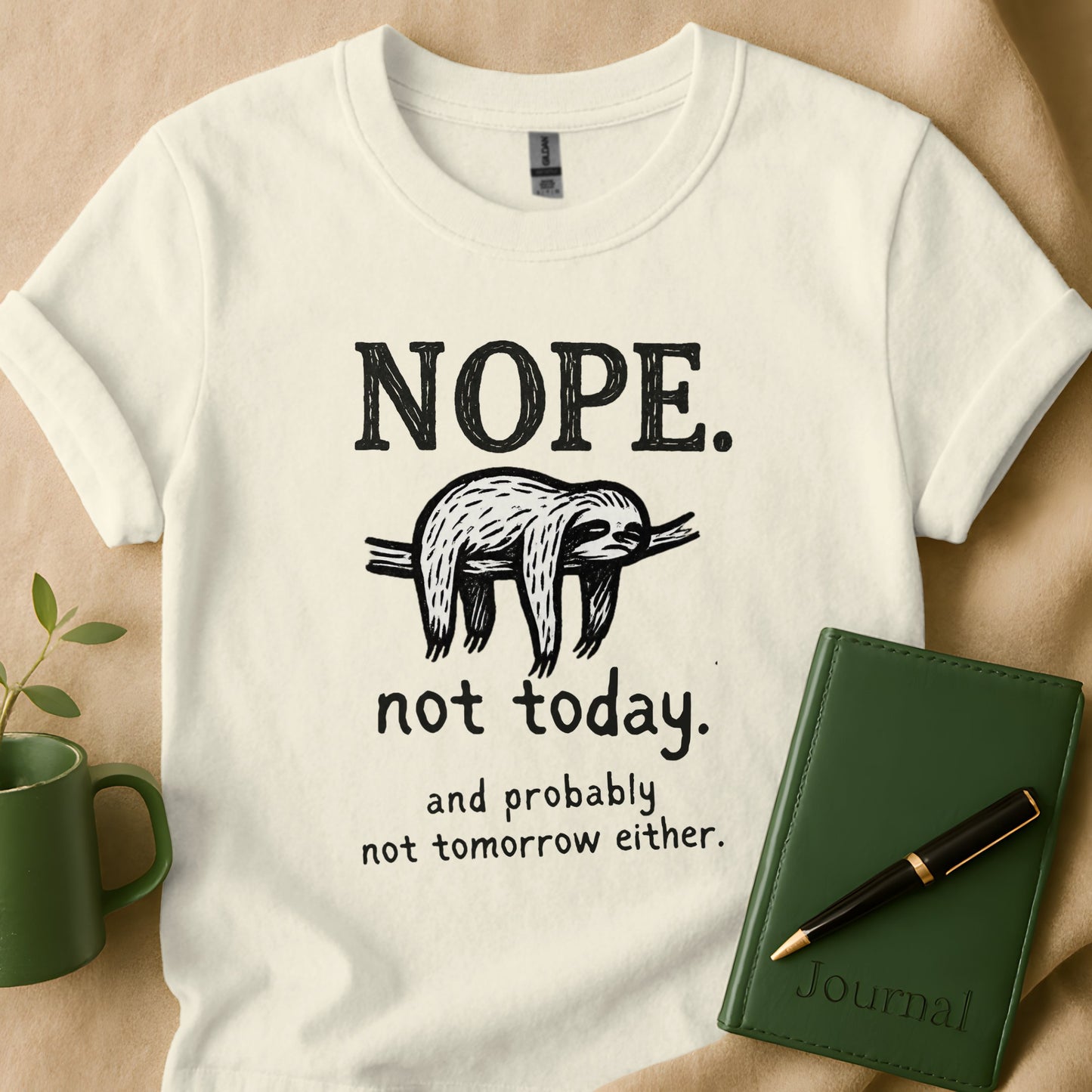 Nope Not Today Sloth Print Graphic T-Shirt product