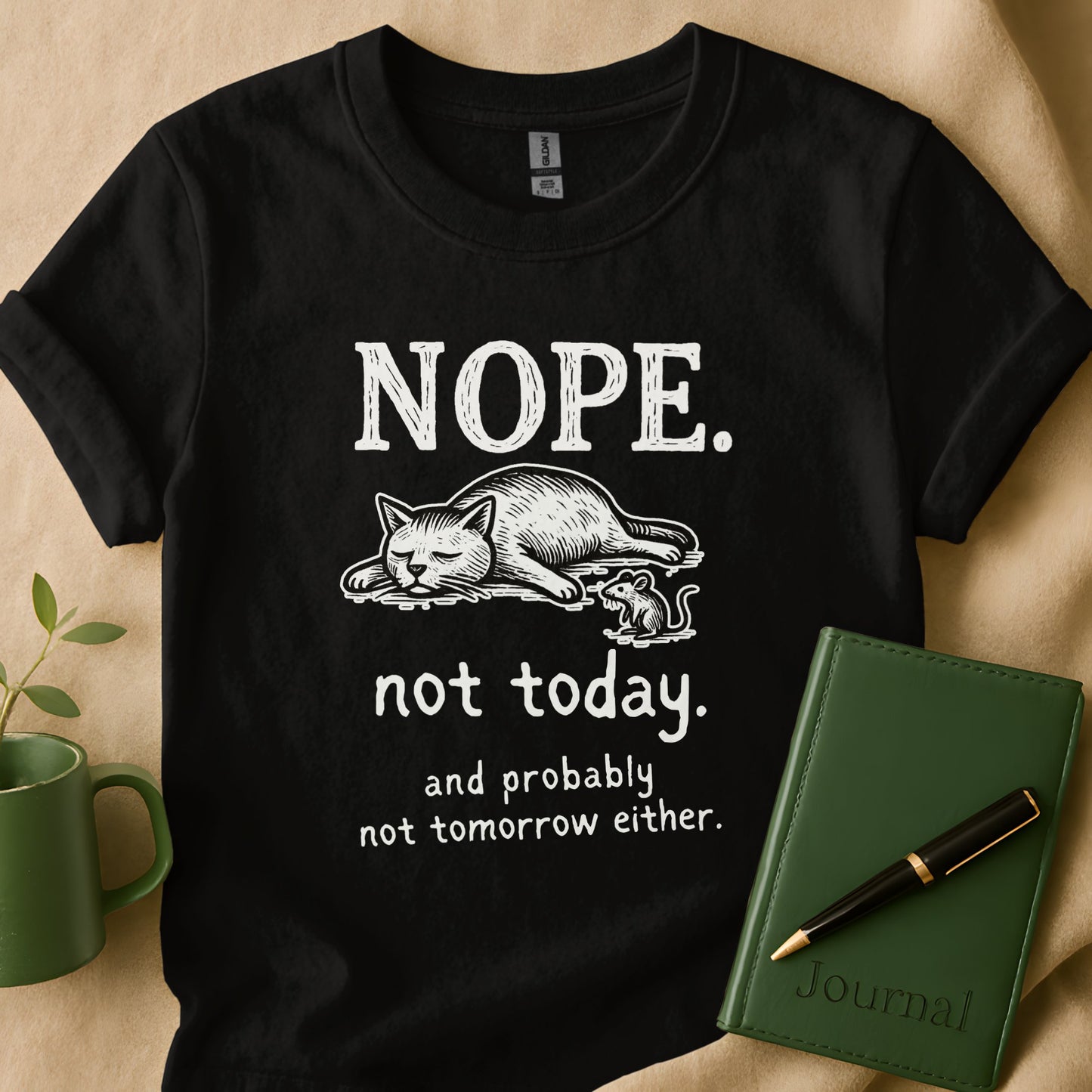 Funny Nope Not Today Cat Graphic T-Shirt product type