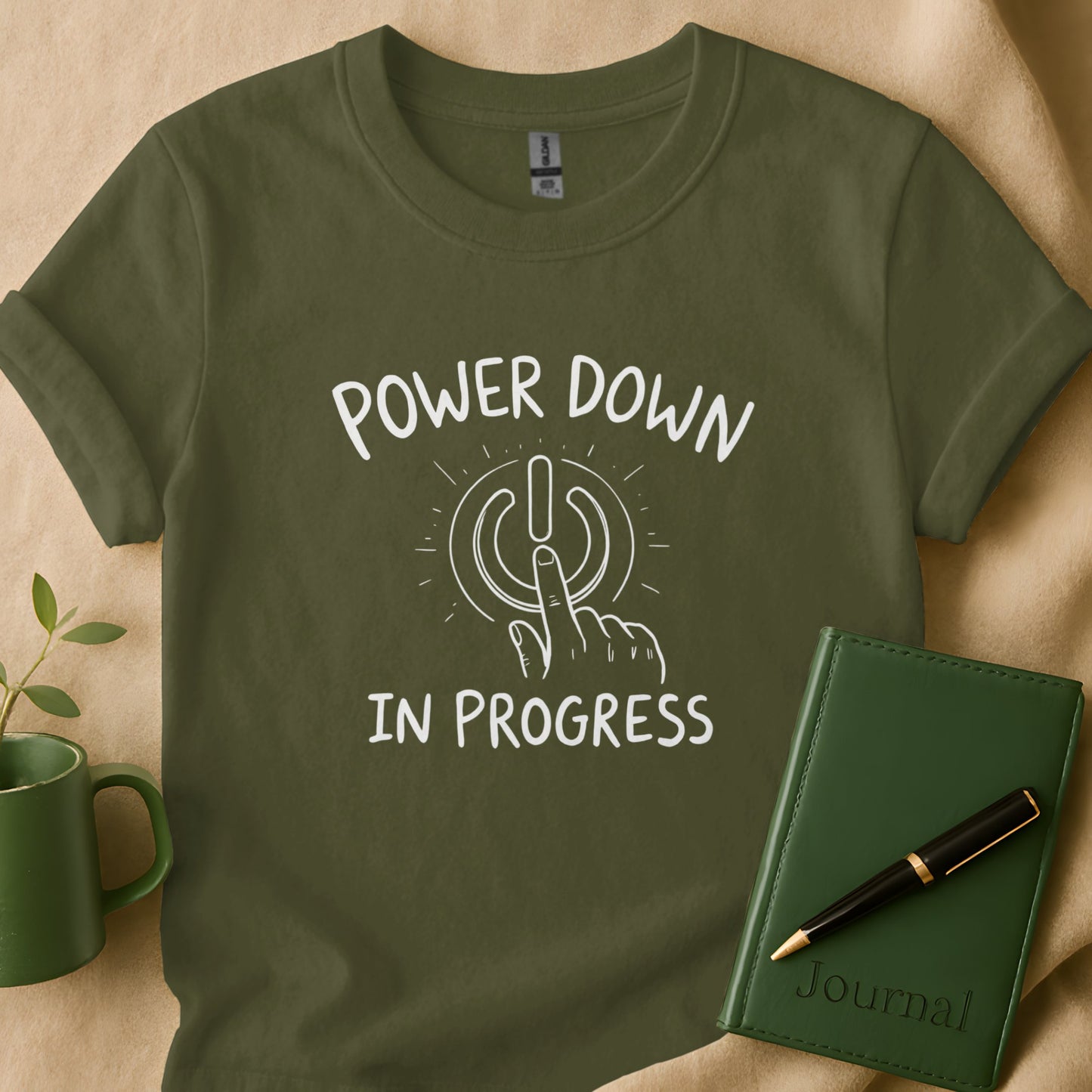 Power Down In Progress graphic round neck product