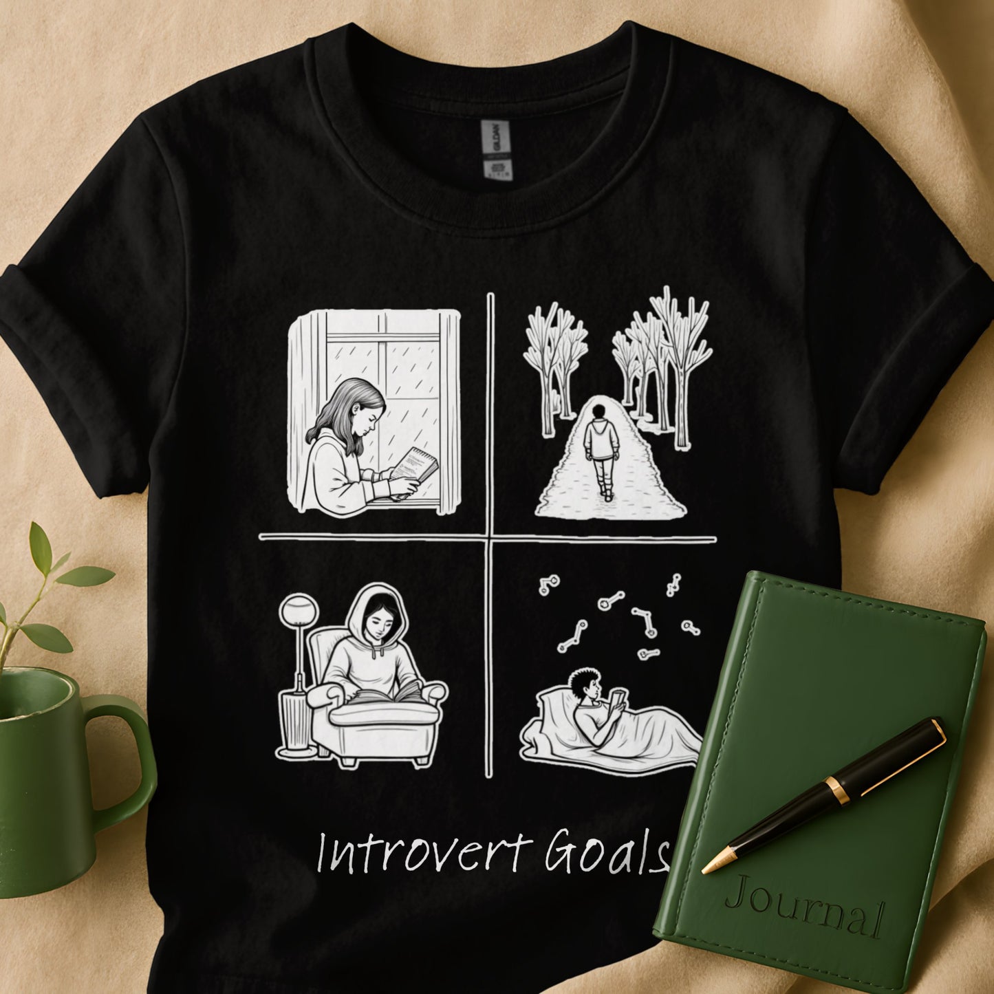 Introvert Goals Black T-shirt with Unique Print product