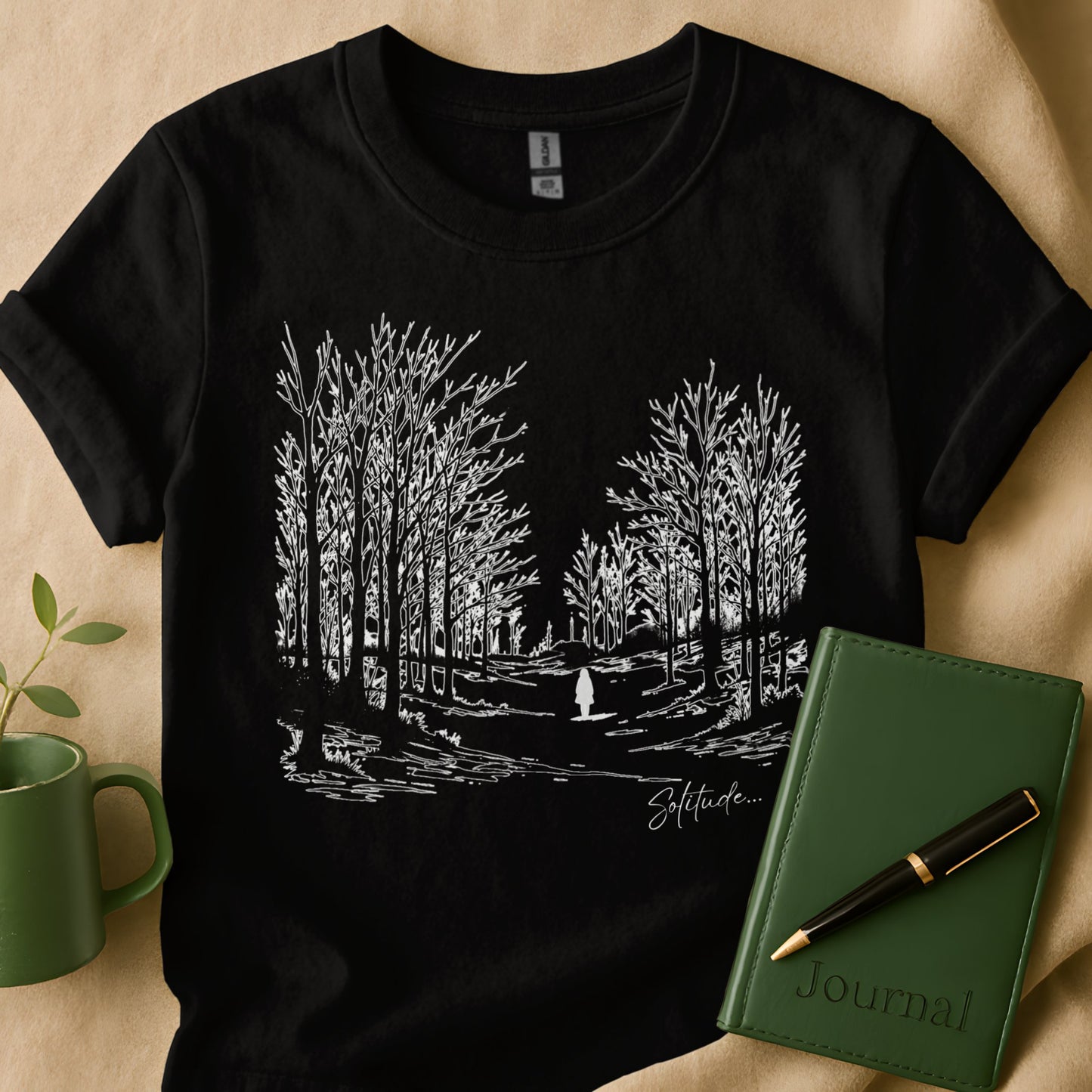 Solitude Black Tee with Forest Design T-shirt product