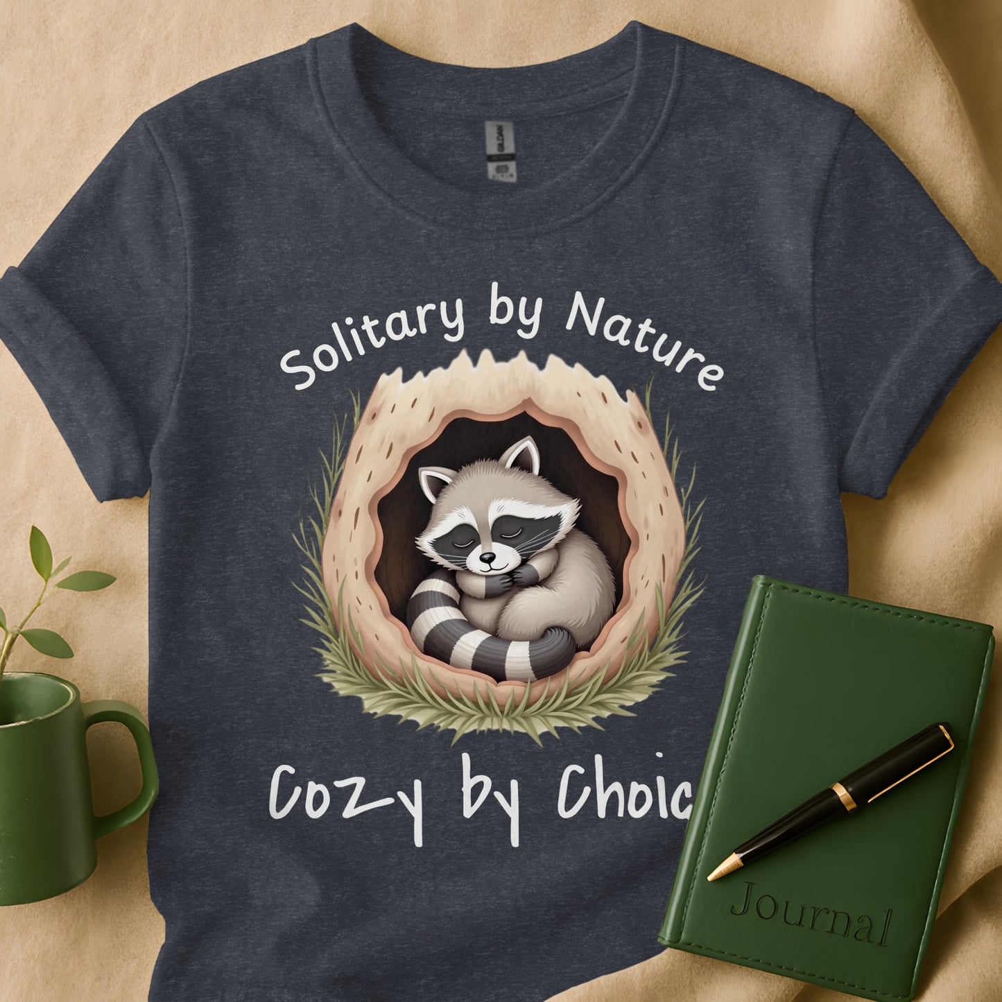 Solitary by Nature Cozy by Choice Raccoon Shirt product type