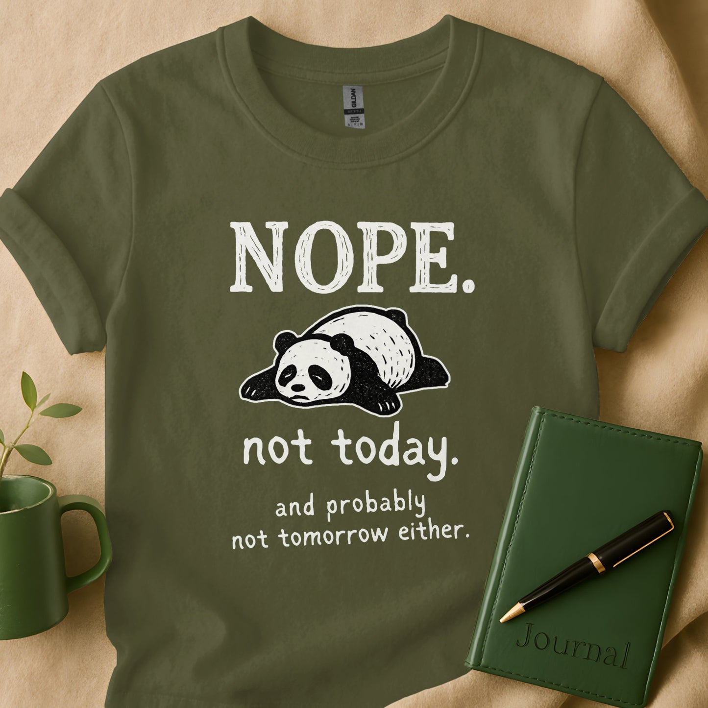 Funny Nope Not Today Panda T-Shirt Product
