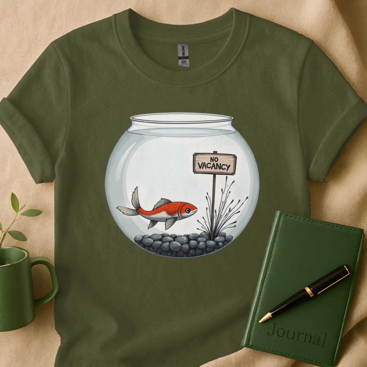 No Vacancy Fish in Bowl Graphic Print T-Shirt product type
